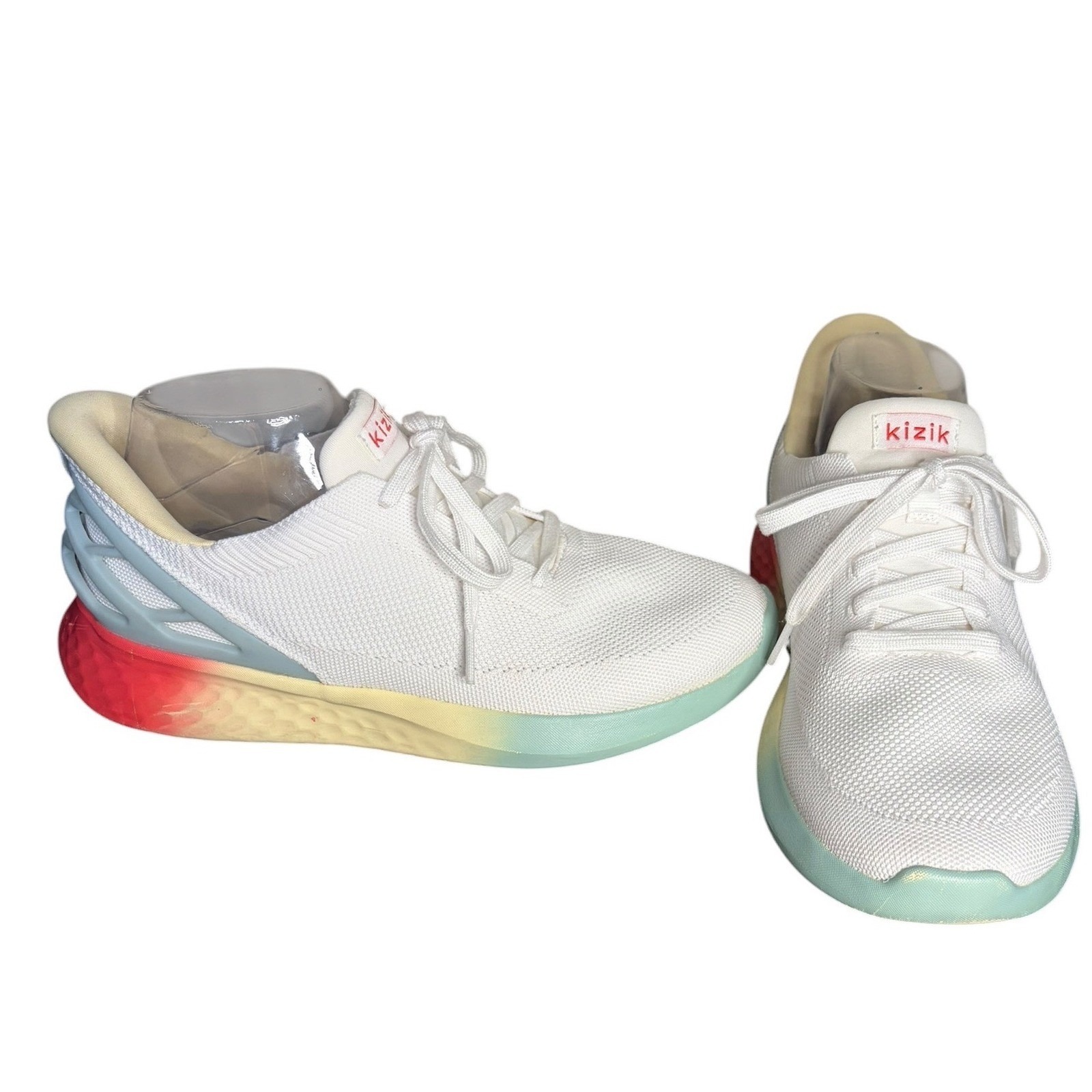 Kizik White Rainbow Lima Hands-Free Sneakers Good Gradient Womens 9.5 Mens 8